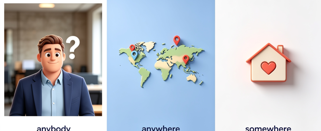 Como apreender ingles usando Everywhere, Somewhere, Somebody, Someone, Anybody, Anywhere, Anything e Something