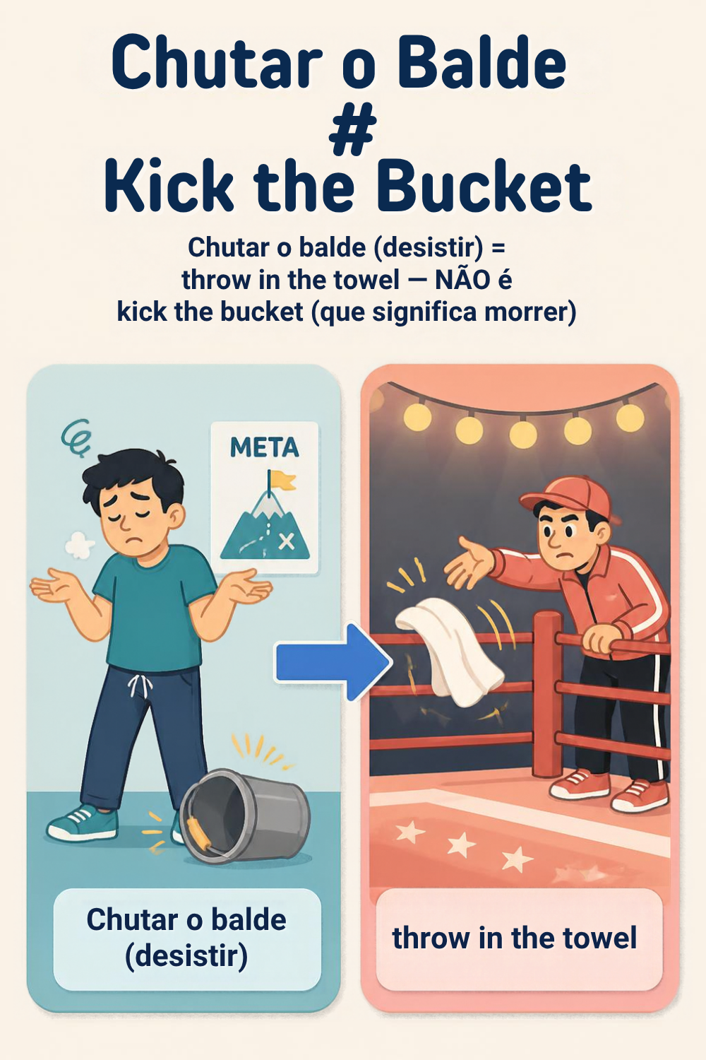 “Bater as Botas” é “Kick the Bucket” — Mas “Chutar o Balde” NÃO É